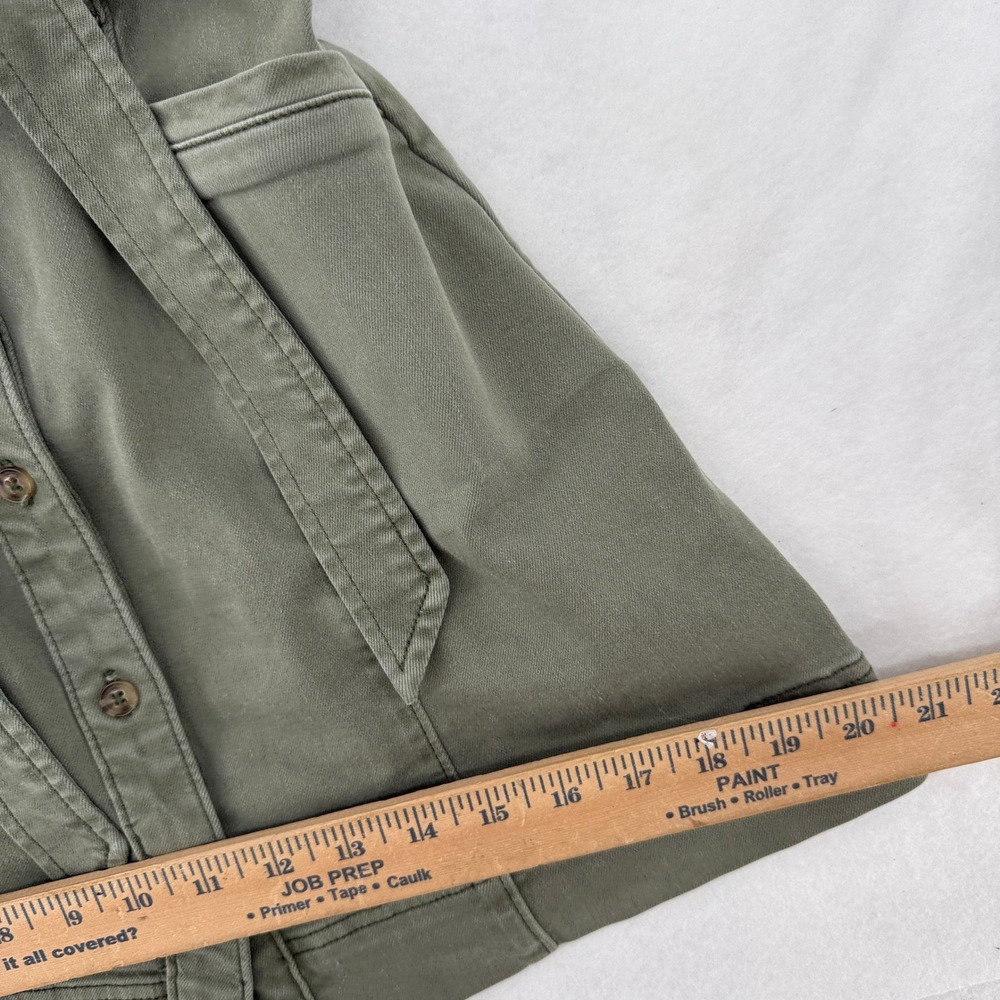 Paige Womens Olive Green Button Front Utility Mini Dress Ruffle Sleeve Size 2 - Picture 11 of 14